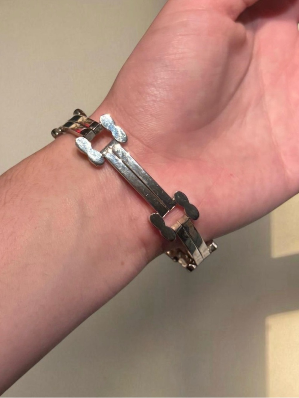 Silver Metal Link Bracelet - Minimal Modern Design